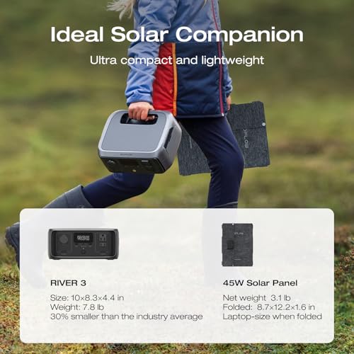 EF ECOFLOW Portable Power Station RIVER 3, 245Wh LiFePO4 Battery Power Station, 300W Up to 600W AC Output,