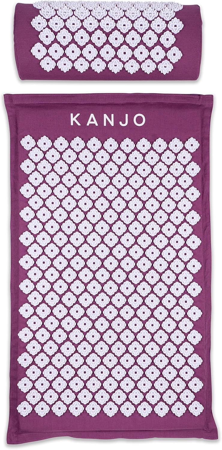 Kanjo Premium Acupressure Mat & Pillow Set | Acupressure Body Mat & Acupressure Pillow w/Memory Foam Core | Helps Relieve Back & Neck Pain | Includes