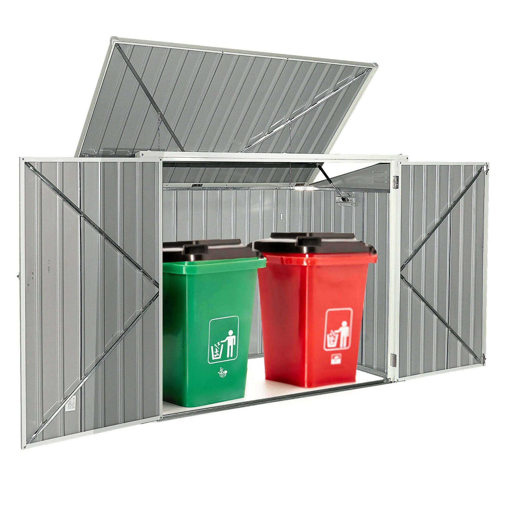 Costway 6x3ft Horizontal Storage Shed 68 Cubic Feet for Garbage Cans - Grey