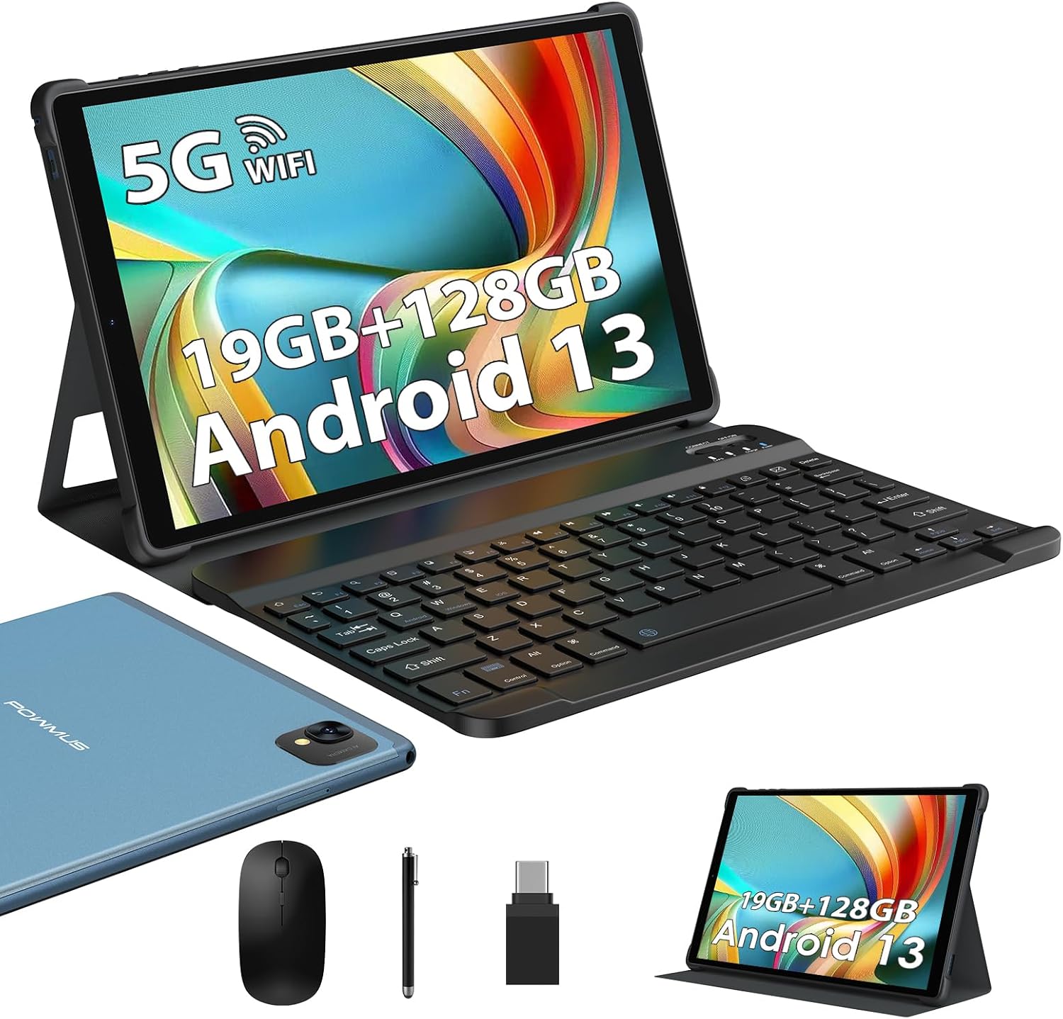 2024 Android 13 Tablet, 10.1 inch Tablet with 128GB ROM,19GB RAM, 1TB Expand, 2.0GHz cpu, 1920*1200 Incell screen, 8000mAh