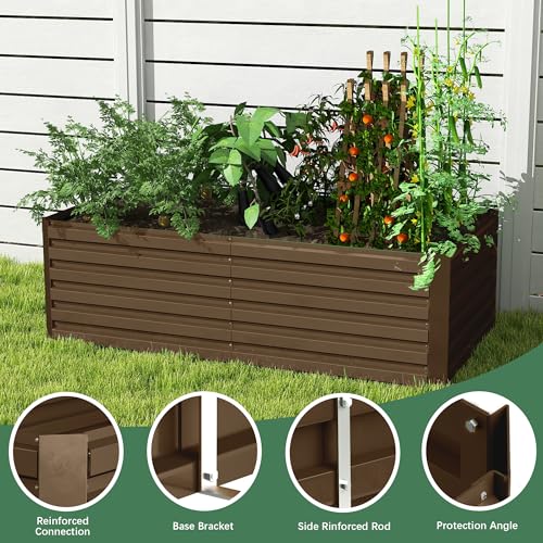 FOOWIN 2pcs 8x4x2ft Galvanized Raised Garden Bed, Planter Raised Garden Boxes Outdoor, Large Metal Raised Beds for Gardening