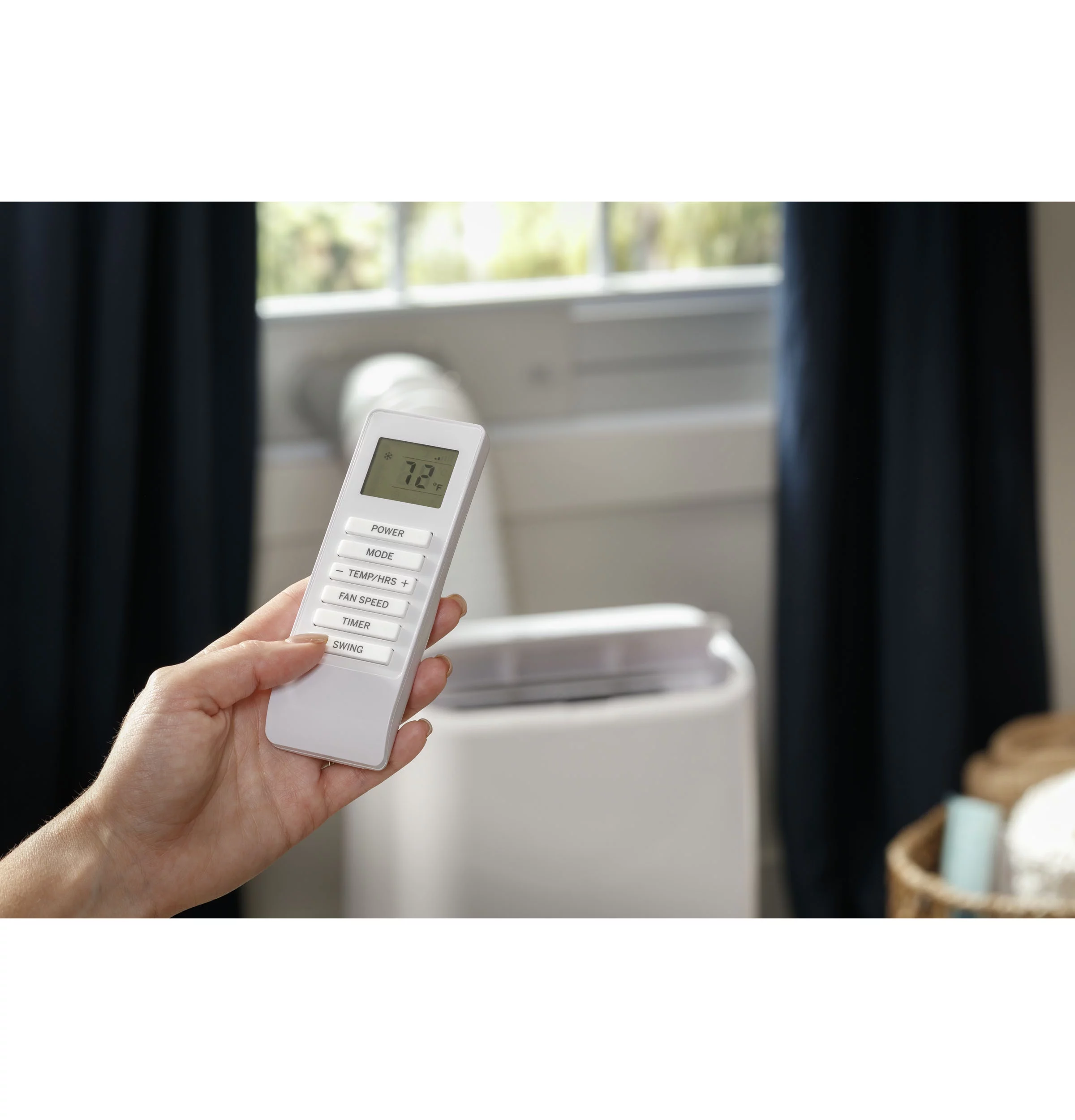 GE® 8,000 BTU 115-Volt 3-in-1 Portable Air Conditioner with WiFi for Medium Rooms, White, APWD08JAWW