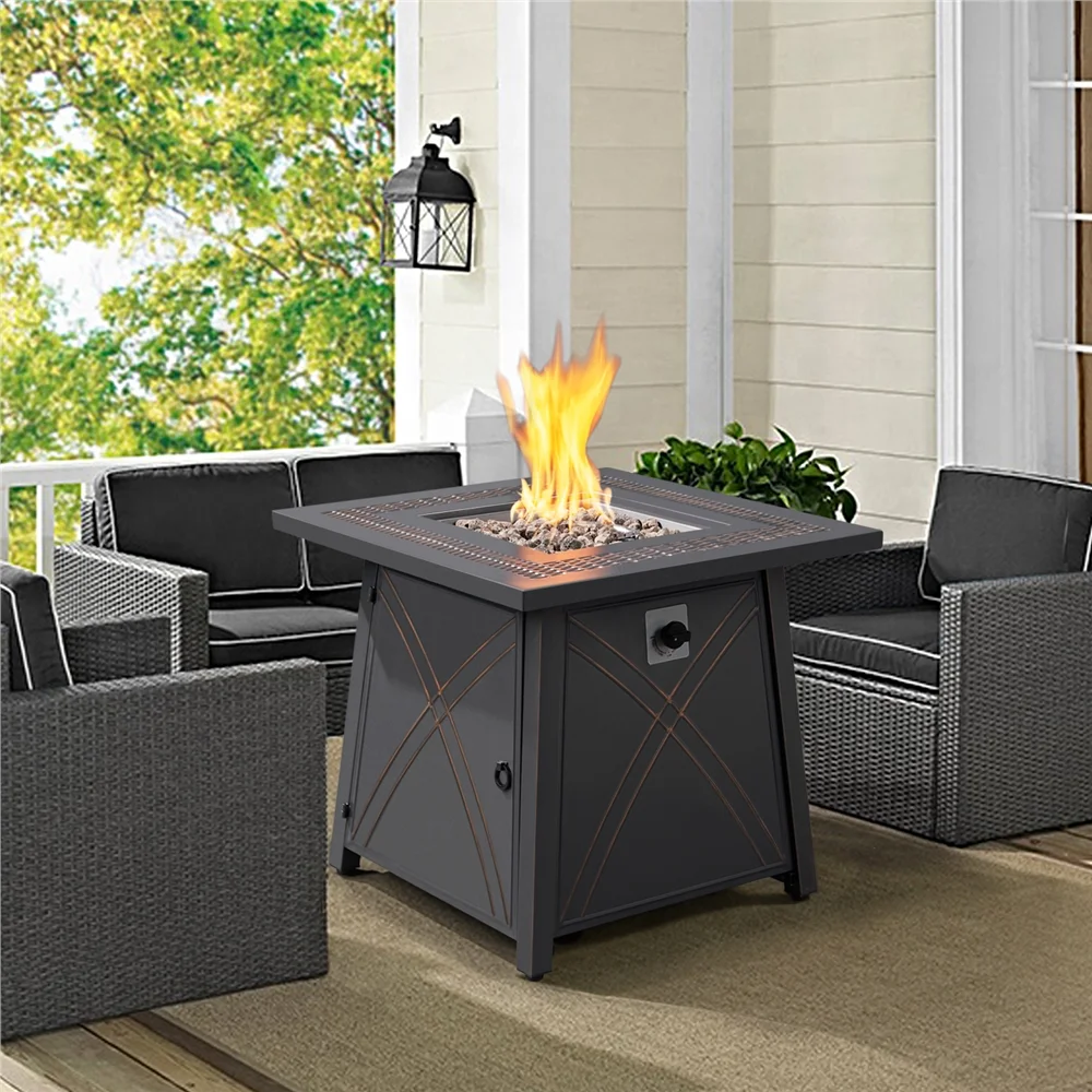 Easyfashion 28" Propane Fire Pit Table, Copper