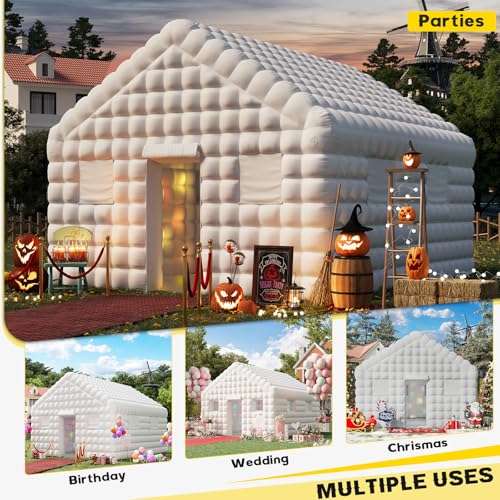 EROMMY 20x16.5x12 FT Large Black Inflatable Nightclub, Blow Up Party Tent Portable with 950W Blower