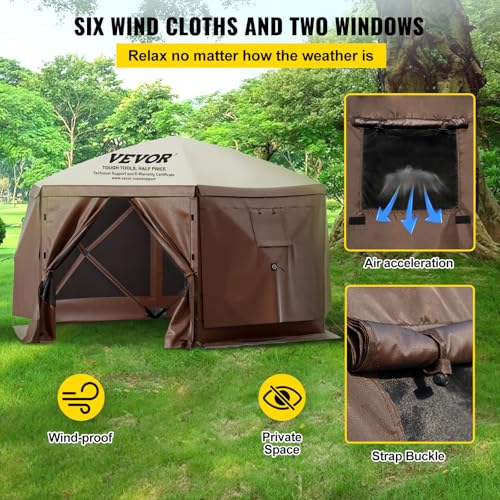 VEVOR Pop Up Gazebo Screen Tent, Pop-Up Instant Gazebo Tents with Mosquito Netting Outdoor Canopy