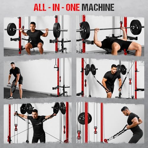 WM3-V4 Folding Squat Rack, Wall Mounted Power Rack with Dual Independent Pulley System