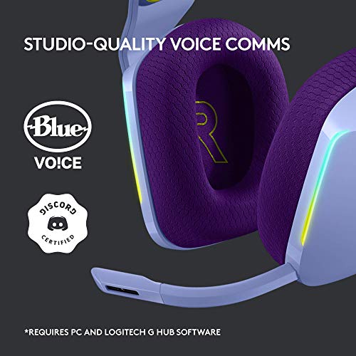 Logitech G733 Lightspeed Wireless Gaming Headset, Suspension Headband, Lightsync RGB, Blue VO!CE Mic, PRO-G Audio – Black, Gaming Headset Wireless