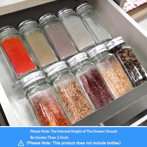 Acrylic Seasonings Spice Rack,4 Tier,Expandable From 9" to 18",Acrylic Spice Drawer Organizer,Organize and Display Your Spices