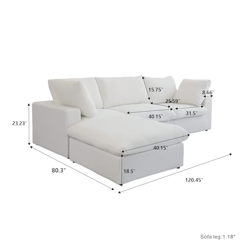160.6" Cloud Couch Modular Sectional Sofa for Livingroom,Oversized Convertible Sofa with Storage Ottomans,6 Seat Wide Couches