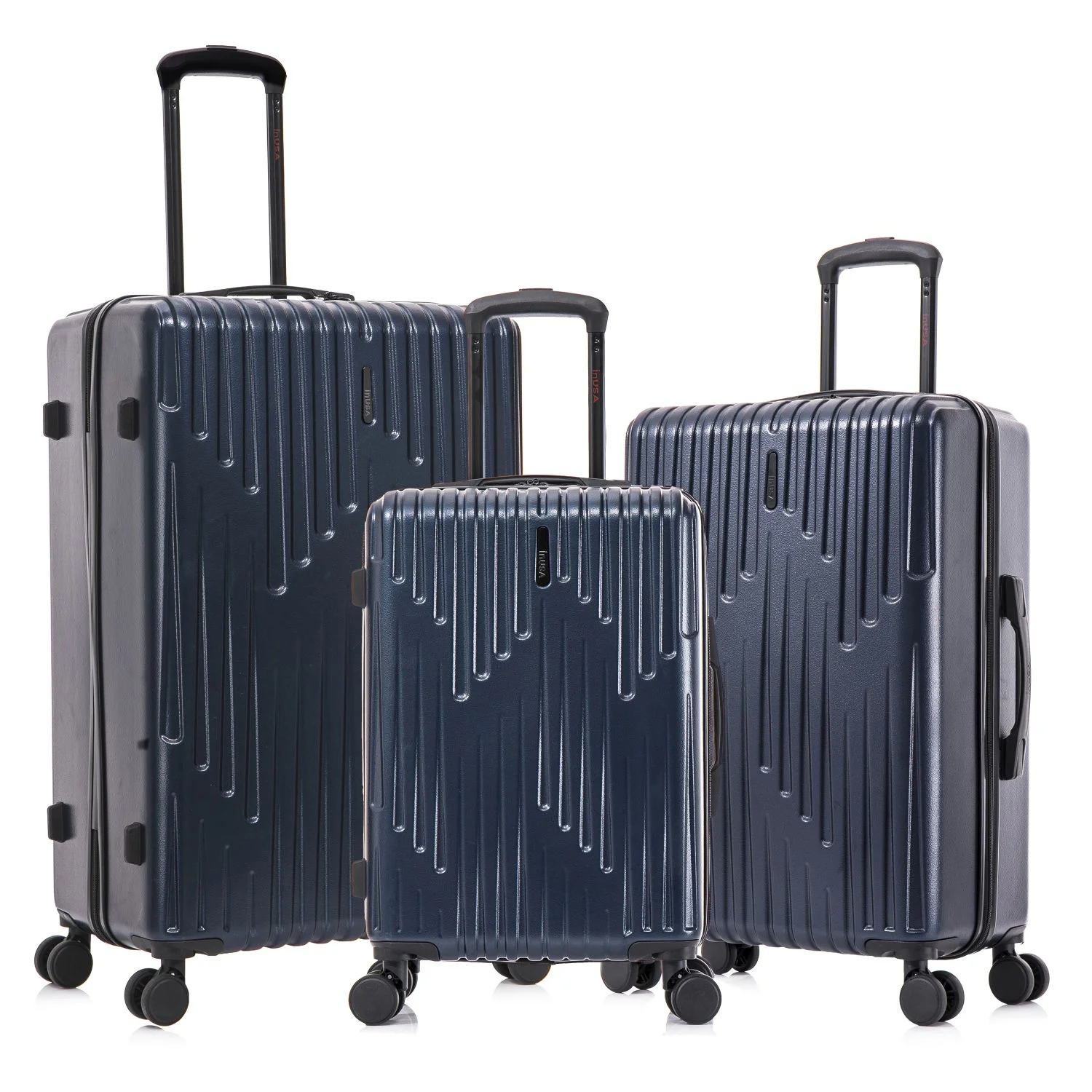 InUSA DRIP 3-Piece Hardside Luggage Sets with Spinner Wheels, Handle and Trolley, (20"/24"/28"), Navy Blue