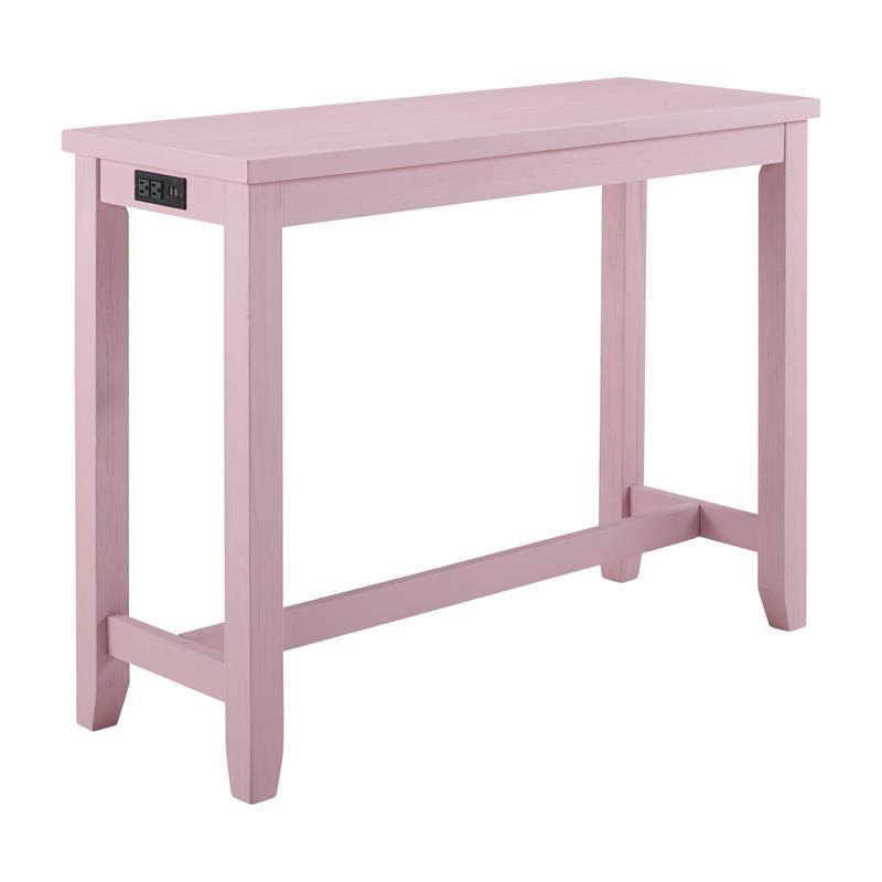 Furniture of America Sabana 3-Piece Wood Counter Height Pub Set in Antique Pink