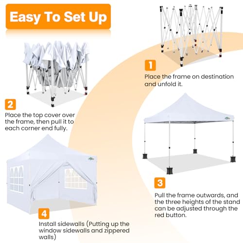 10x10 Pop Up Canopy Tent with 4 Sidewalls and Mesh Windows 2.0