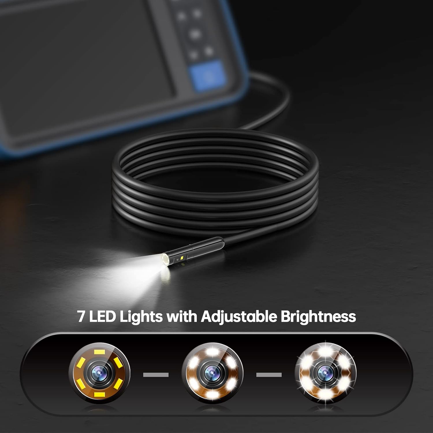 Dual Lens Endoscope Borescope, Teslong 4.5 HD Snake Inspection Camera with Light, Automotive Scope Camera with Flexible Cable