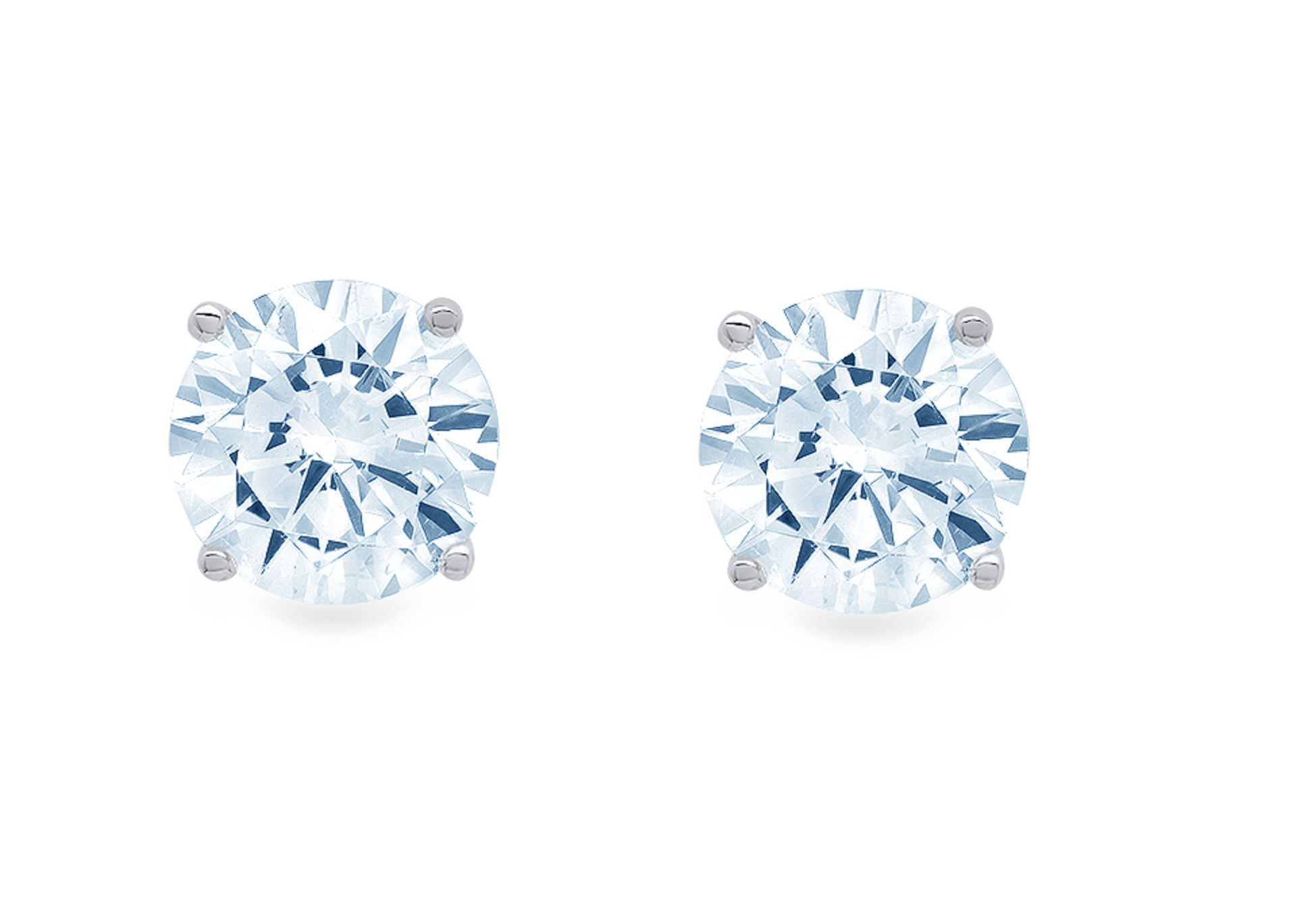 4 ct round cut studs blue simulated diamond 18k white gold earrings push back