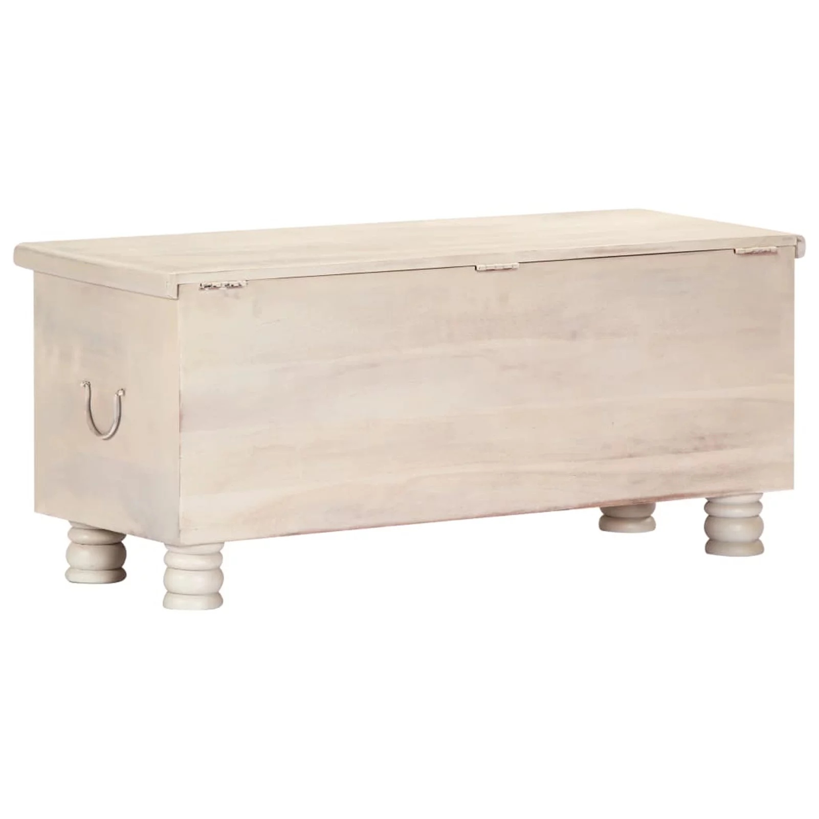 Dcenta Storage Chest Acacia Wood Blanket Box Wooden Trunk White for Bedroom, Closet