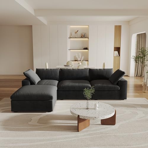160.6" Cloud Couch Modular Sectional Sofa for Livingroom,Oversized Convertible Sofa with Storage Ottomans,6 Seat Wide Couches