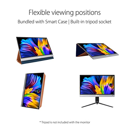 ASUS ZenScreen OLED 13.3” 1080P Portable USB Monitor (MQ13AH) - Full HD, 100% DCI-P3, 1ms, Delta E < 2, HDR-10, Eye Care, USB Type-C, Mini HDMI