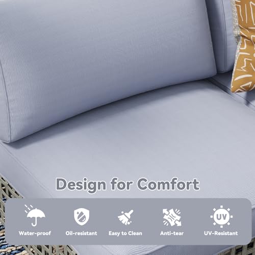 U-MAX 7 Piece Outdoor Patio Furniture Set, PE Rattan Outdoor Wicker Sectional Furniture Chair Set with Cushions and Tea Table