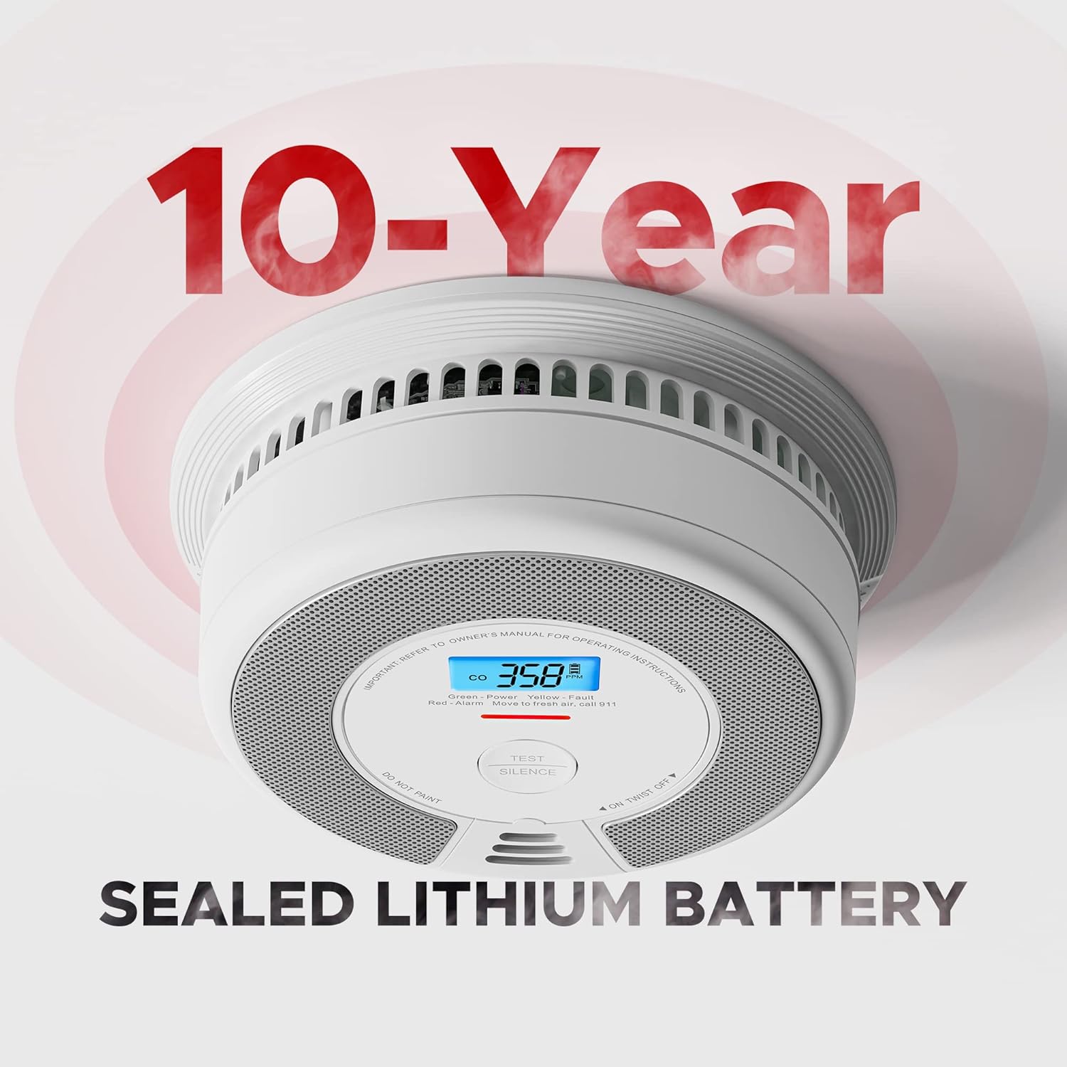 X-Sense Wireless Interconnected Combination Smoke and Carbon Monoxide Detector with LCD Display & 10-Year Battery, Over 820 ft Transmission Range