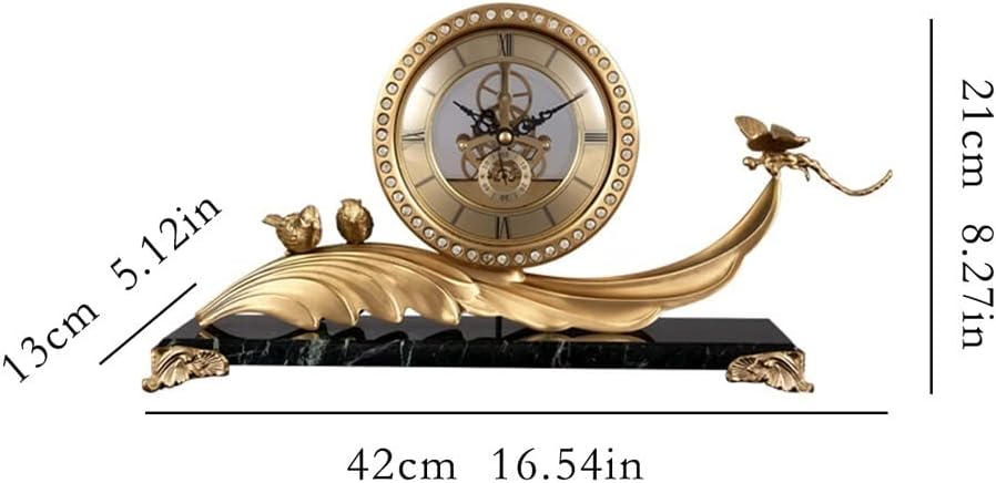 Alarm Clocks Modern Light Luxury Brass Desk Clock Living Room Desktop Silent Clock Old-Fashioned Creative Ornaments Desktop Clocks and Watches Room