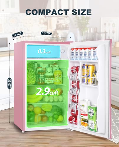 Upstreman 3.2 Cu.Ft Mini Fridge with Freezer, Single Door Mini Fridge, Dorm Fridge, Adjustable Thermostat, Mini Refrigerator for Bedroom, Office