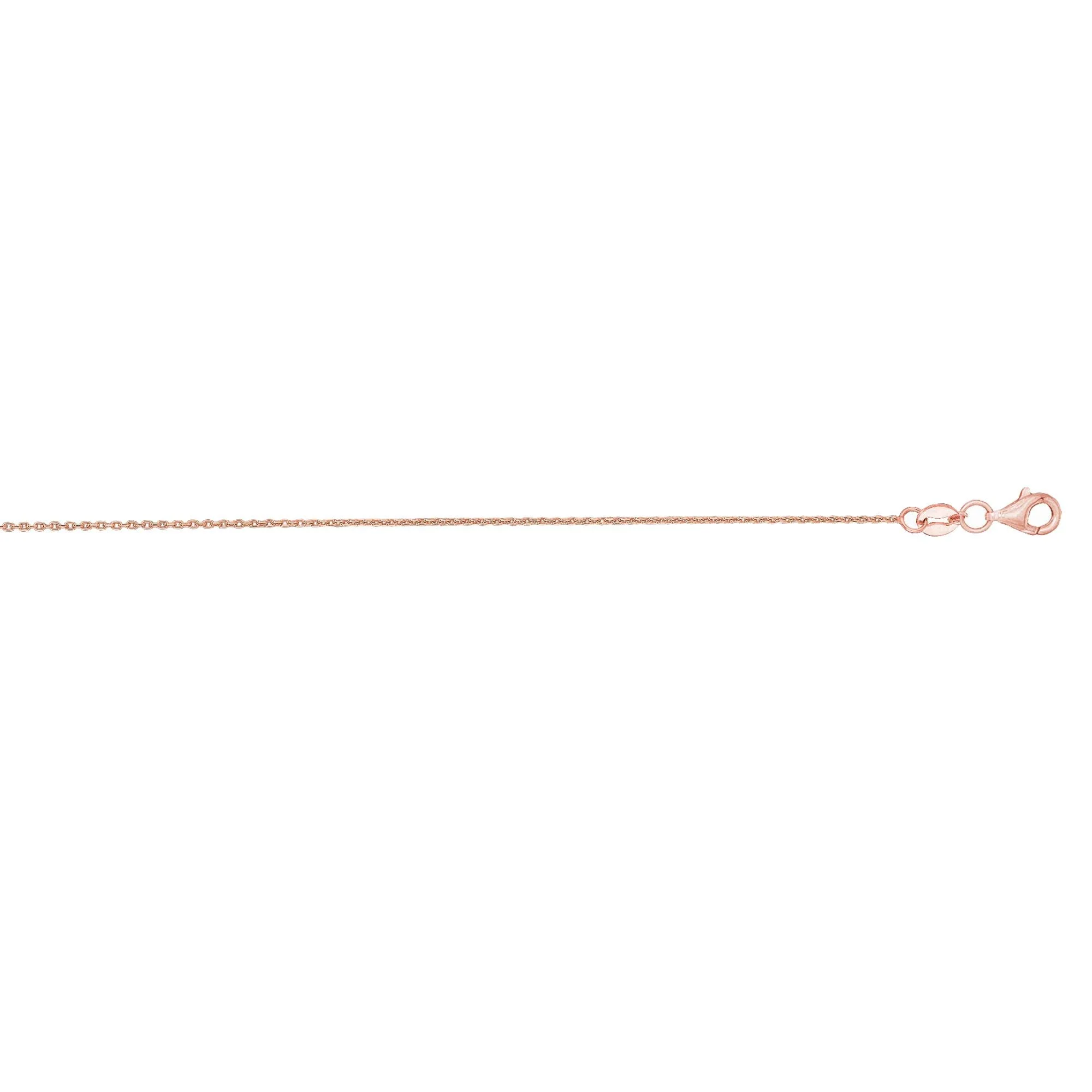 14k Rose Gold 0.6mm Shiny Round Cable Chain Necklace, Lobster Claw - 18 Inches, 1.2gr.