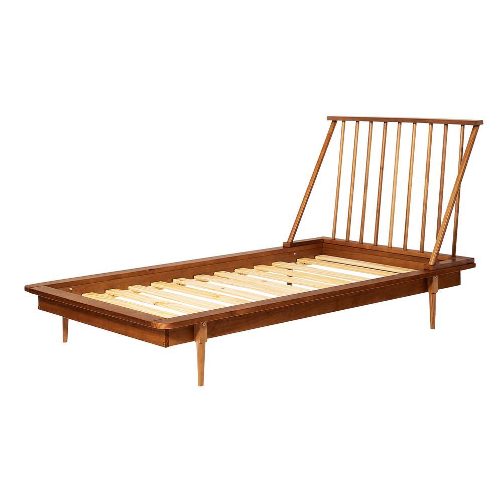 Walker Edison Furniture Company Solid Wood Modern Caramel Twin Spindle Bed