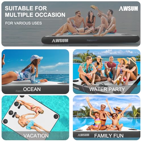 AWSUM Inflatable Floating Dock Air Dock Platform Floating Island Raft with None-Slip Surface for Pool Beach Ocean
