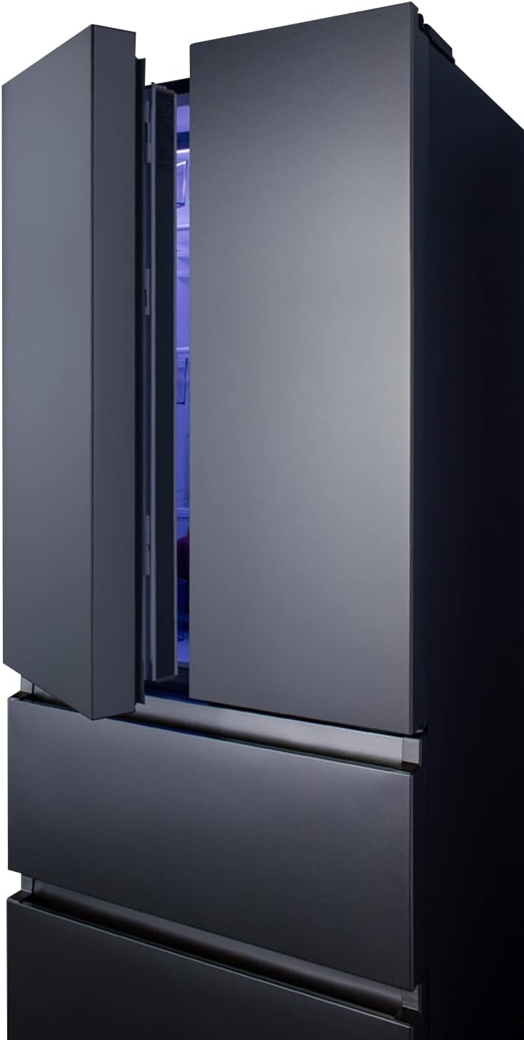 Summit Appliance FDRD152PL 27.5" Wide French Door Refrigerator-Freezer, Stainless Steel Look, Digital Controls, Interior LED Light, Open Door Alarm