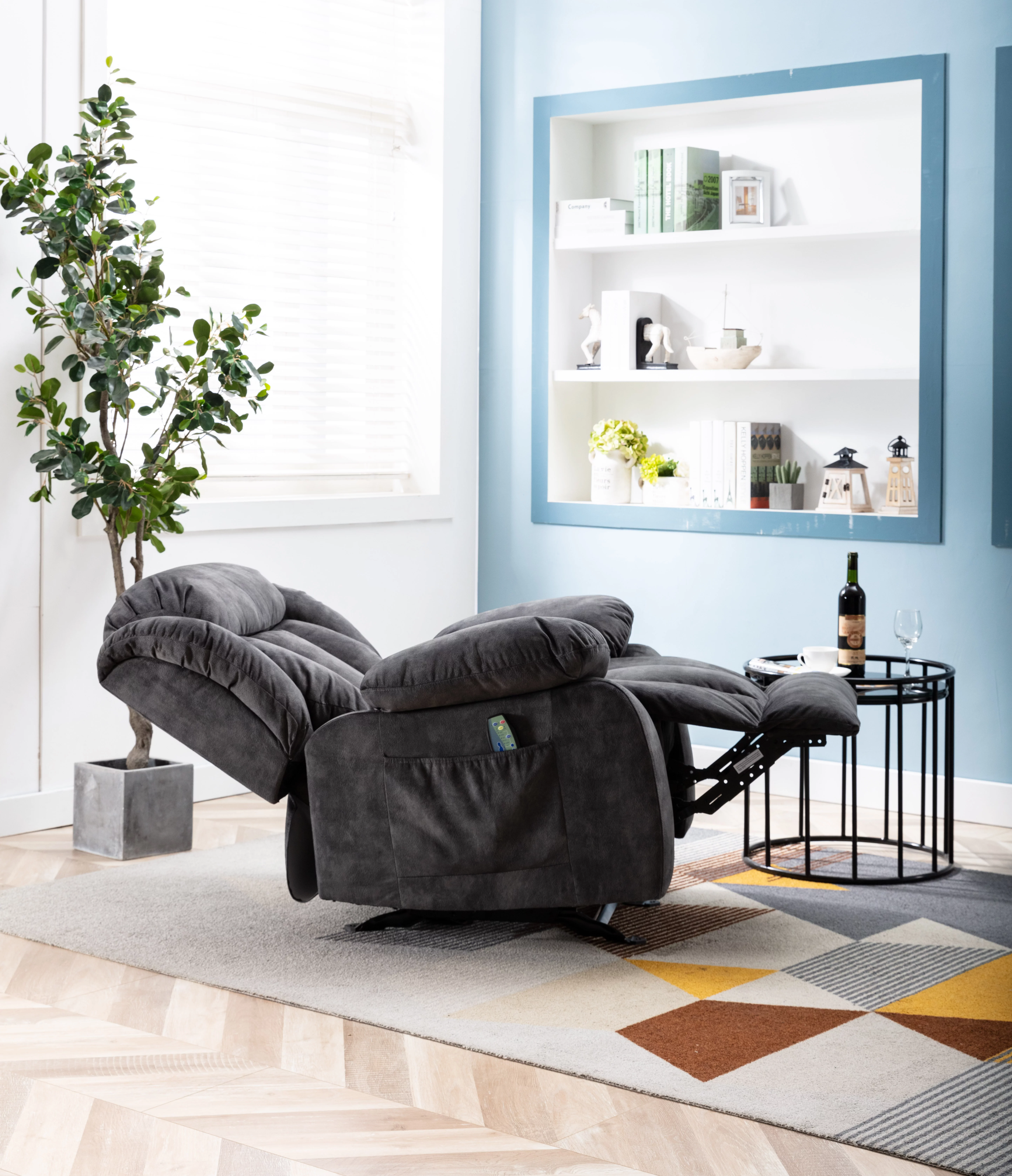 Massage Rocker Recliner with Heat and Vibration, Manual Rocking Recliner Chair with Vibrating Massage