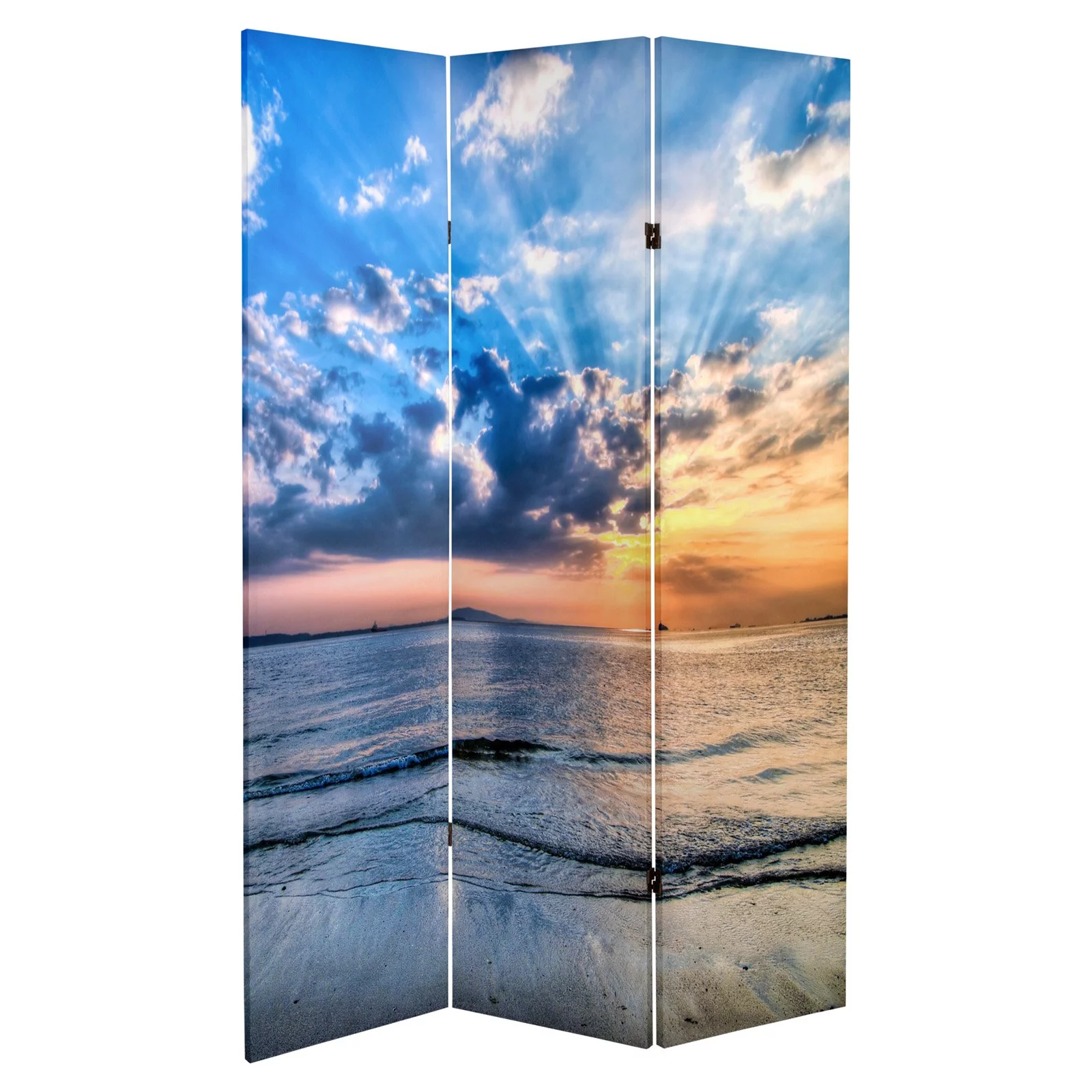 Oriental Furniture 6 ft. Tall Double Sided Sunrise Room Divider - 3 Panel