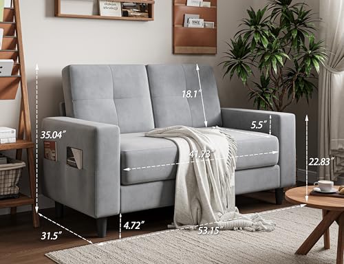 Txtin's Loveseat Sofa 53" Small Couches for Small Spaces 2 Seater Mini Couch for Bedroom Comfy Modern Love Seat for Apartment Office Living Room Brown