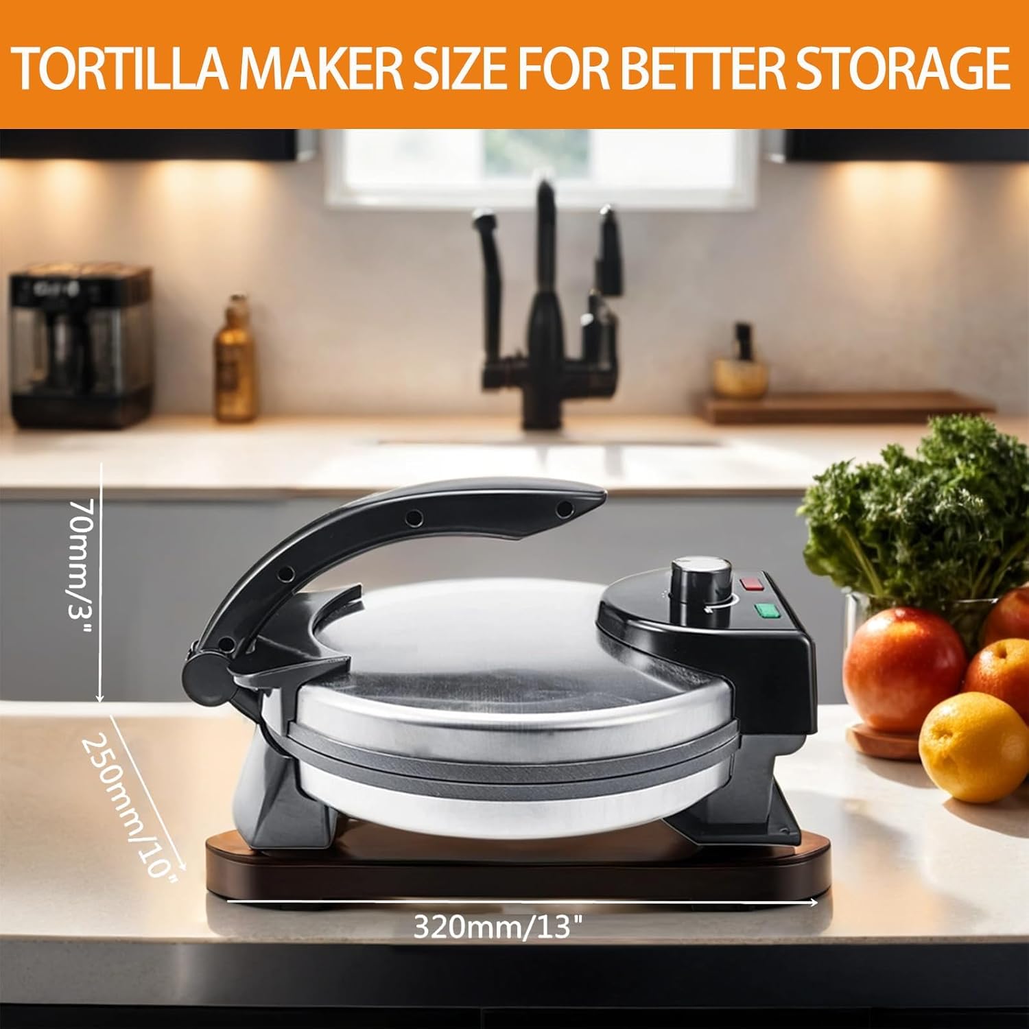 Electric Roti Maker Tortilla Press 10 Inch Multipurpose Electric Tortilla Maker Automatic Electric Chapati Press with Removable Handle Roti Tortilla