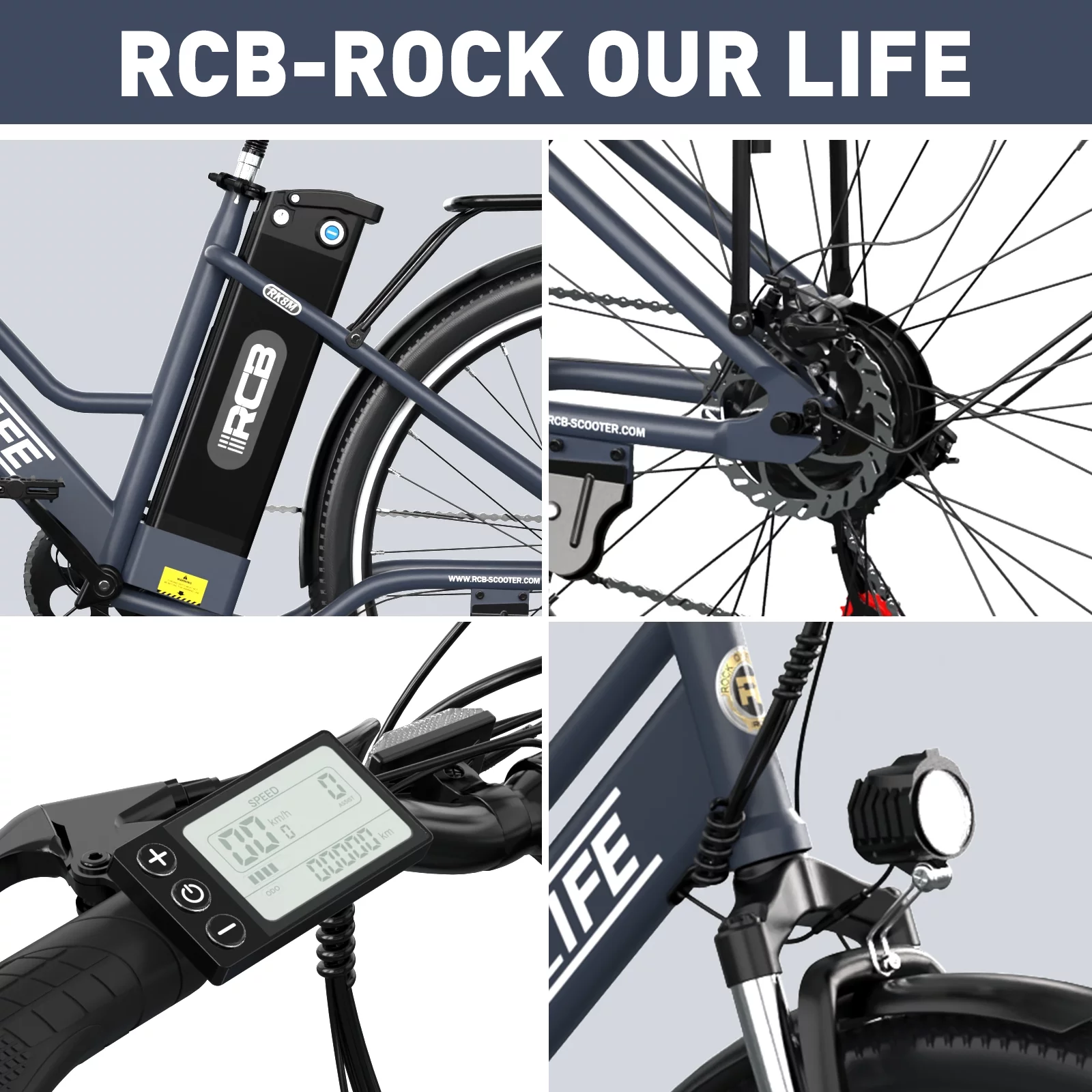 RCB 500W Electric Bike 26 Electric Bicycle for Adults with 36V/12 Ah Removable Battery, Electric Bicycle E-bike up to 56 miles for Man Woman