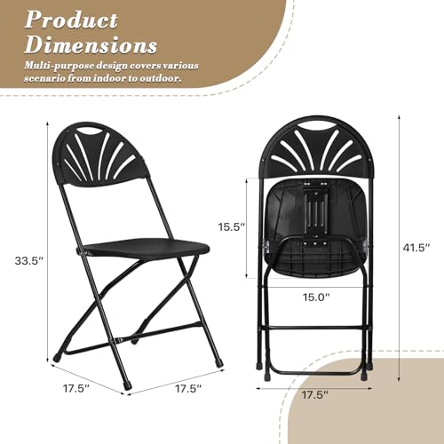 Athena Collection Red Plastic Folding Chairs for Adults, 10 Pack