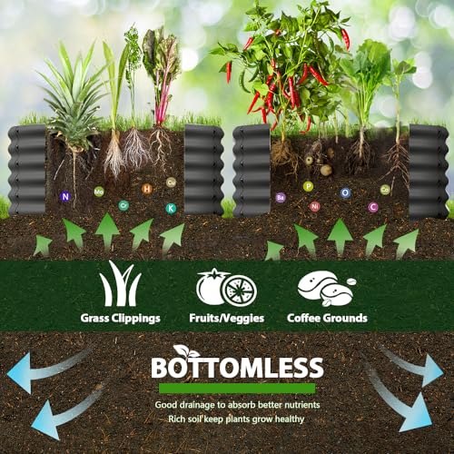 A ANLEOLIFE 8X4X1.5 ft Galvanized Raised Garden Beds Outdoor, Oval Large Metal Planter Box for Planting Vegetables Flowers Herb