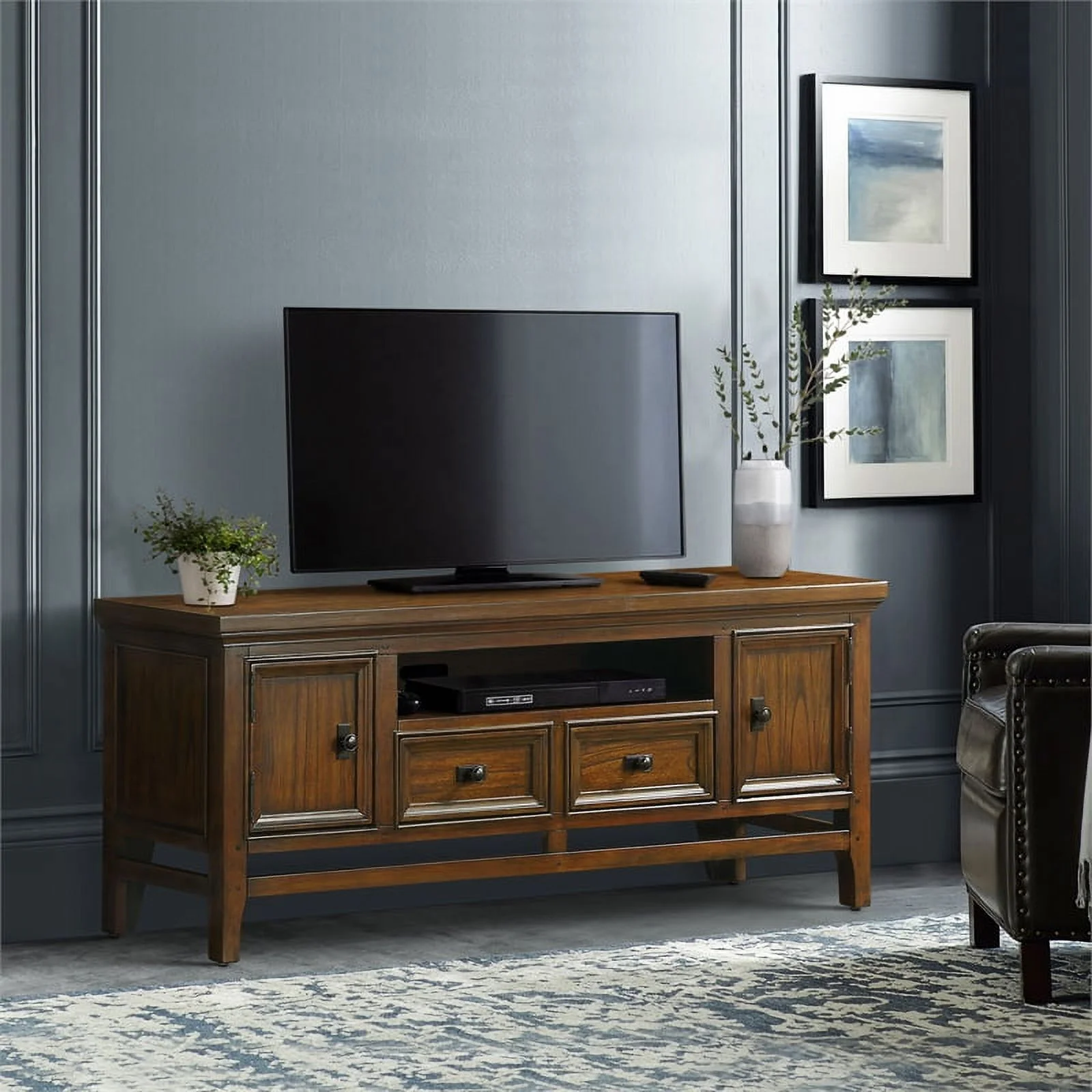 Lexicon Frazier Park 59" Wood TV Stand in Brown Cherry