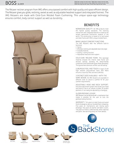 IMG Boss Large RG 387 Leather Relaxer Recliner Swivel Glider Chair - Manual Recline Trend Pebble Leather -