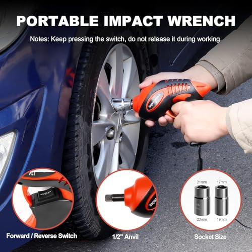 Electric Car Jack Kit 5 Ton 12V Floor Jack with Impact Wrench and Tire Inflator Pump Portable Hydraulic Car Jack for SUV Sedans Tire Change with LED