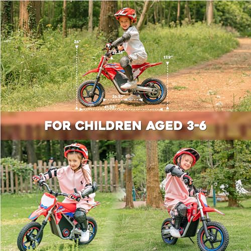 AIII Electric Dirt Bike for Kids 3-7, High Performance Racing Grade Motorcycle, Up to 8MPH, 2 Speed Settings, 12-Inch Off-Road Tires