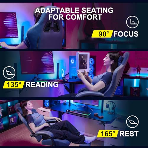 GTPLAYER Gaming Chair, Computer Office Chair with Pocket Spring Cushion, Linkage Armrests and Footrest