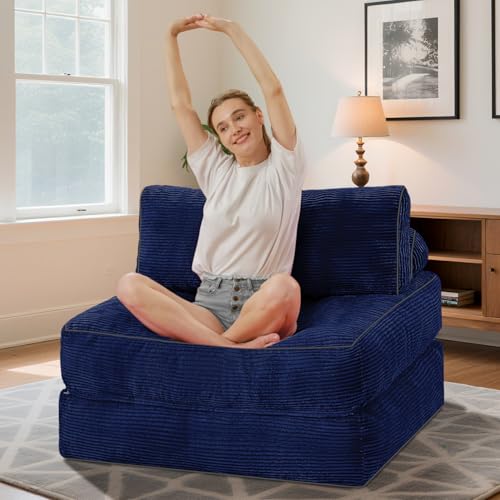 HABUTWAY Folding Sofa Bed, Convertible Sleeper Chair Bed w/Dual-Pillow & Handle, Foldable Floor Sofa Lounge w/Back Support for Living Room, Bedroom