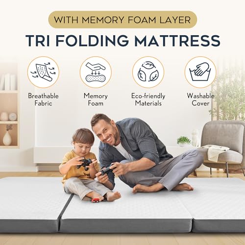 Tri Folding Mattress with Memory Foam Layer
