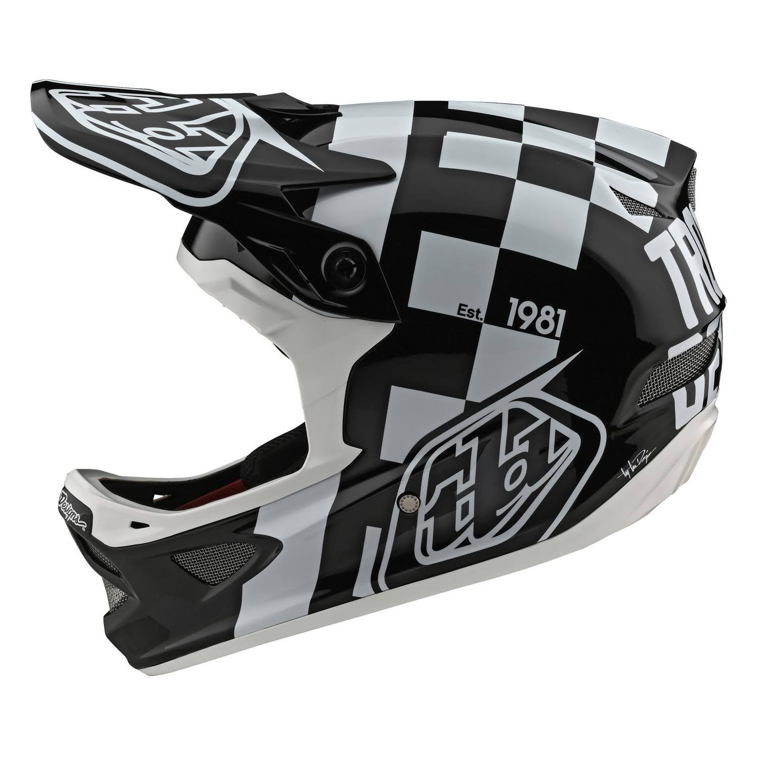 Troy Lee Designs D3 Fiberlite Raceshop Helmet - XL - White-Black