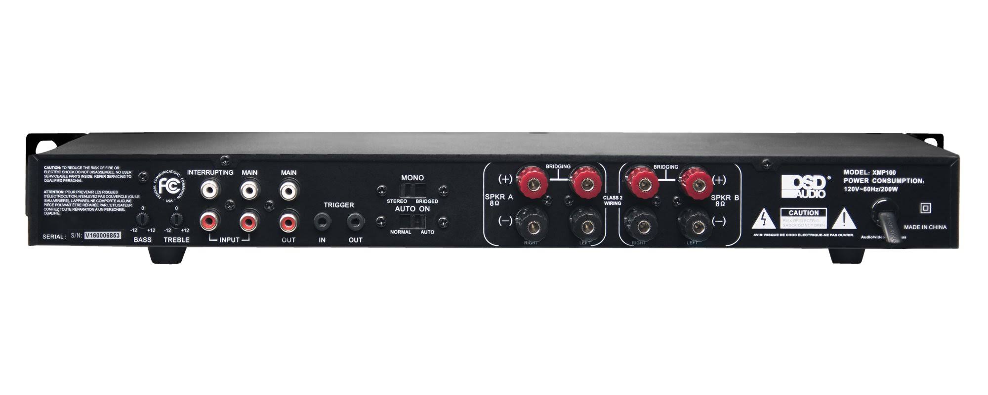 OSD Audio XMP100 75W 2 Channel Class D Stereo Amplifier with Automatic Source Switching