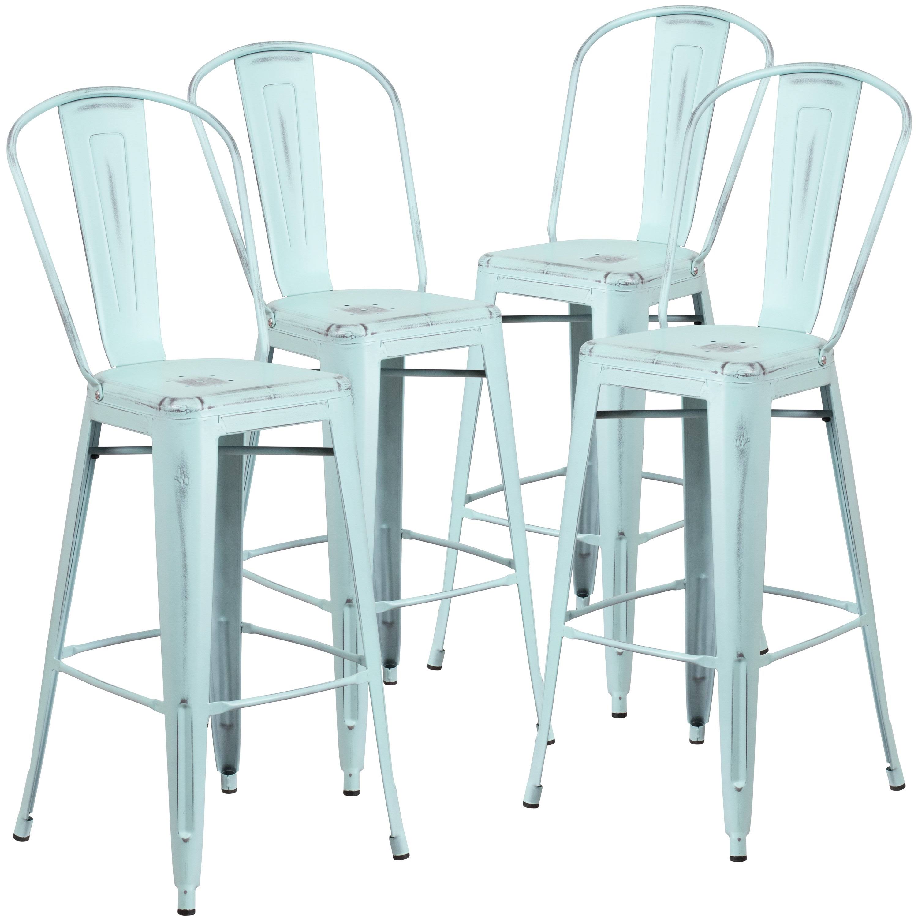 Lancaster Home Distressed Metal 30-Inch Stool (Black)