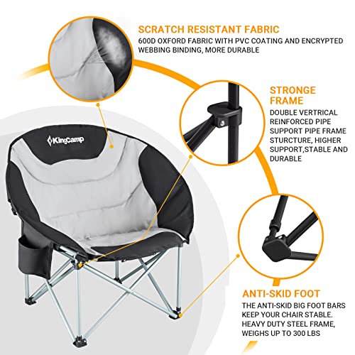 KingCamp Oversized XL Camping Chair, Heavy Duty 500lbs Folding Couch for Adults