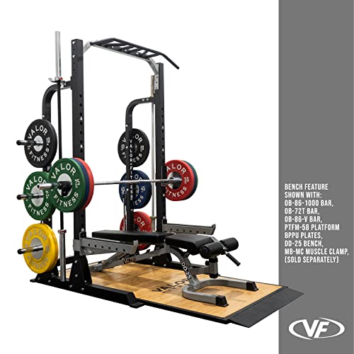 Valor Fitness Half Rack Squat Machine - 5 Position Multi-Grip Pull Up Station - Adjustable Height, Plate Storage