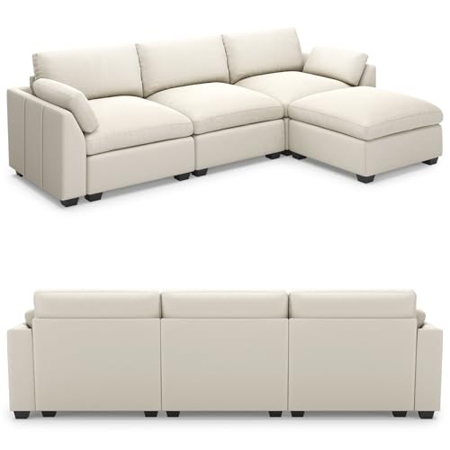 Belffin Extra Large Modular Sectional Sofa,106.3" 4-Seater L Shaped Couch,Velvet Convertible Sectional Couches for Living Room