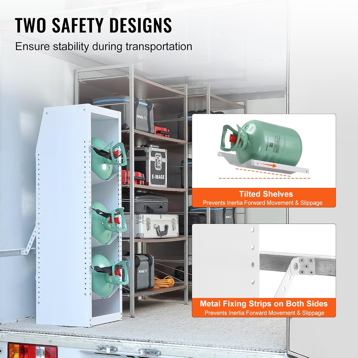 VEVOR Refrigerant Tank Rack, with 3 x 30-50lb Bottle Tanks, Cylinder Tank Rack 14.64x13.97x46.06 in